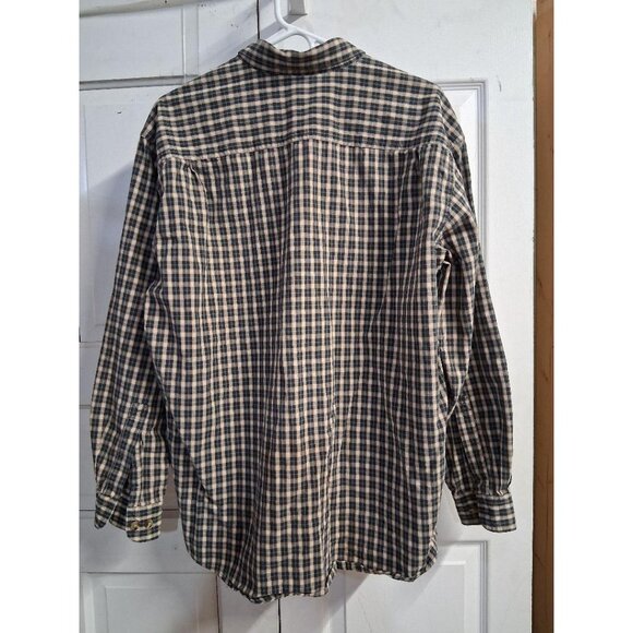 L.L. Bean Mens Plaid Button-Down Shirt Gingham Cotton Long Sleeve Size Large - Picture 2 of 6